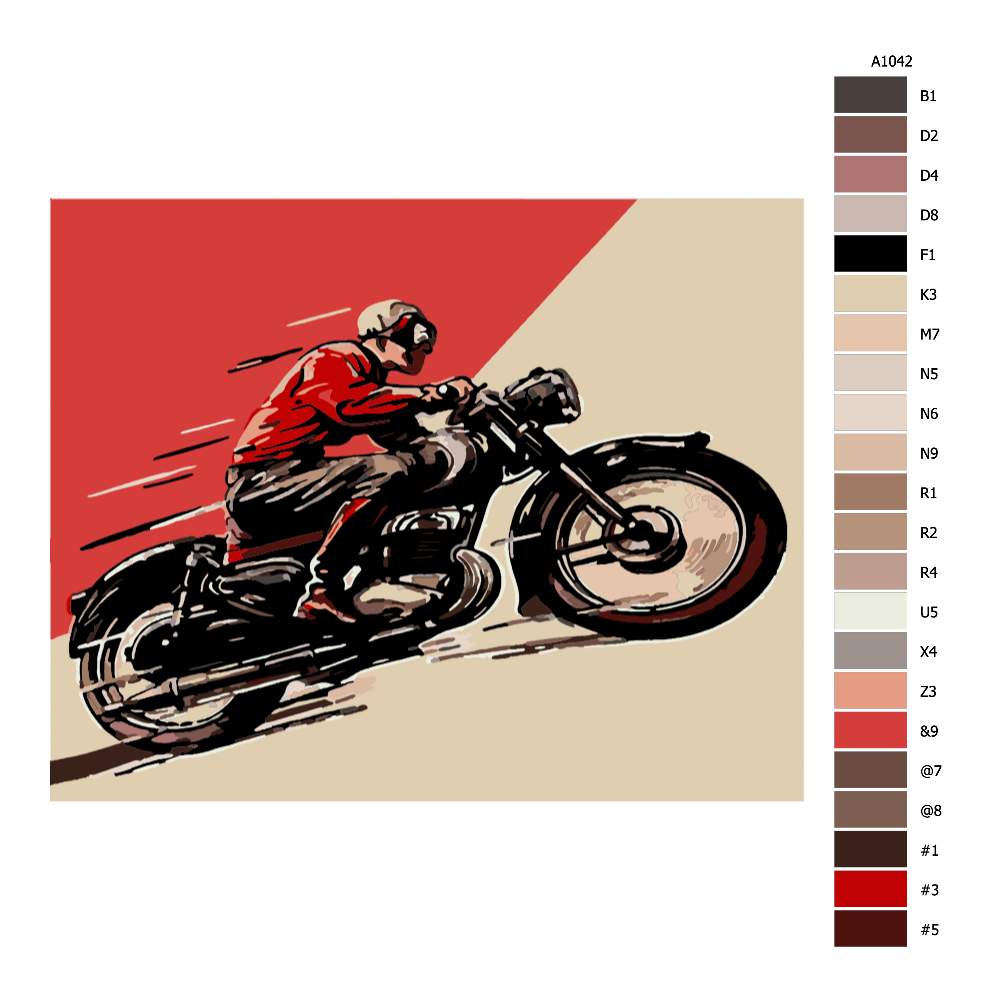 Návod pro malování podle čísel Historická motorka