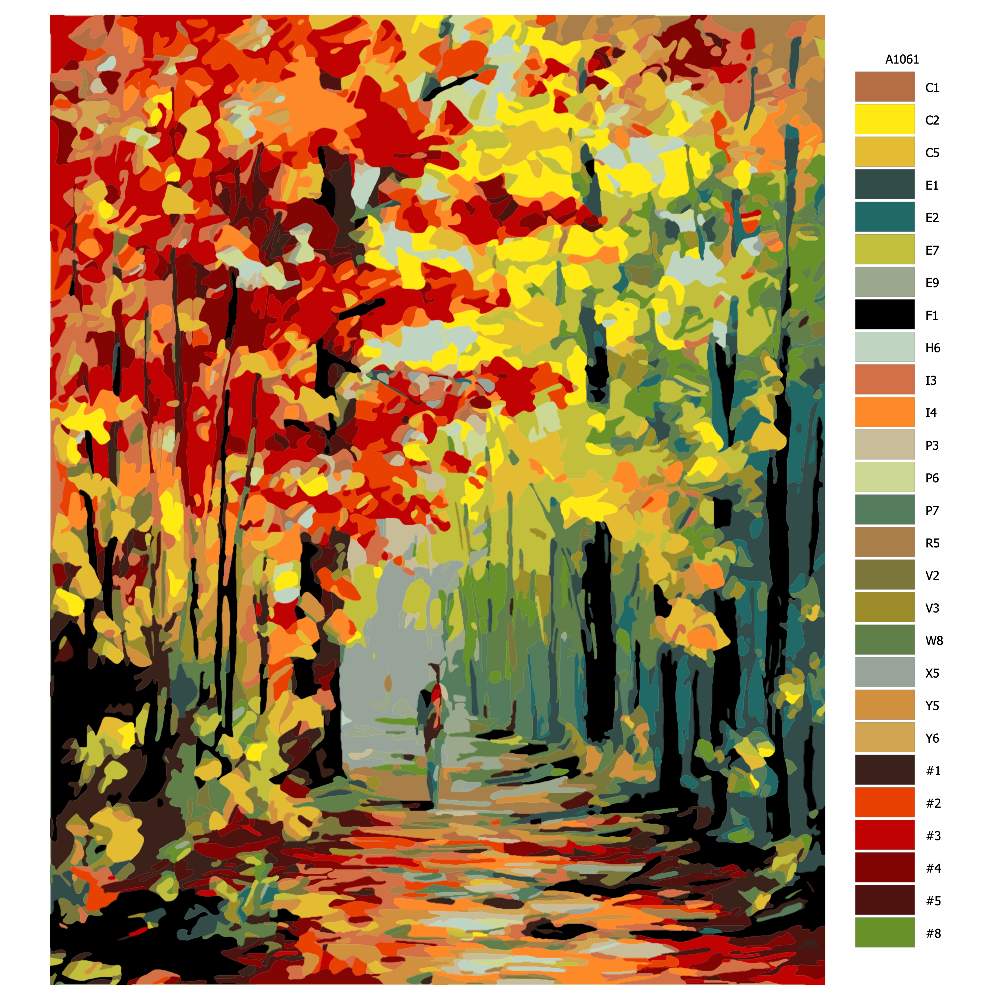 Návod pro malování podle čísel Podzimní alej