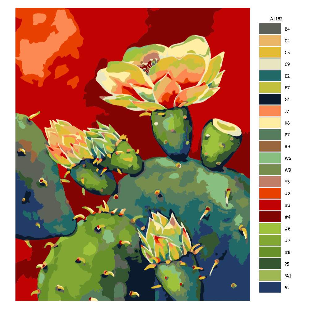 Návod pro malování podle čísel Kvetoucí kaktus