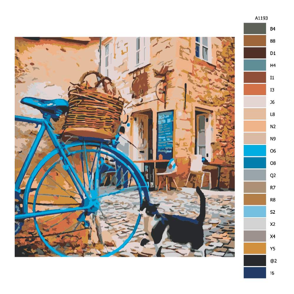 Návod pro malování podle čísel Modré kolo a kočka