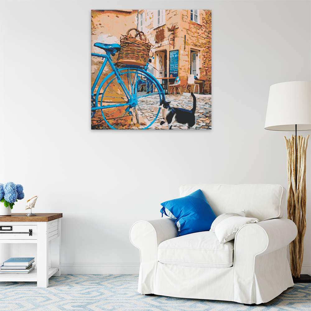 Obraz na zdi Modré kolo a kočka