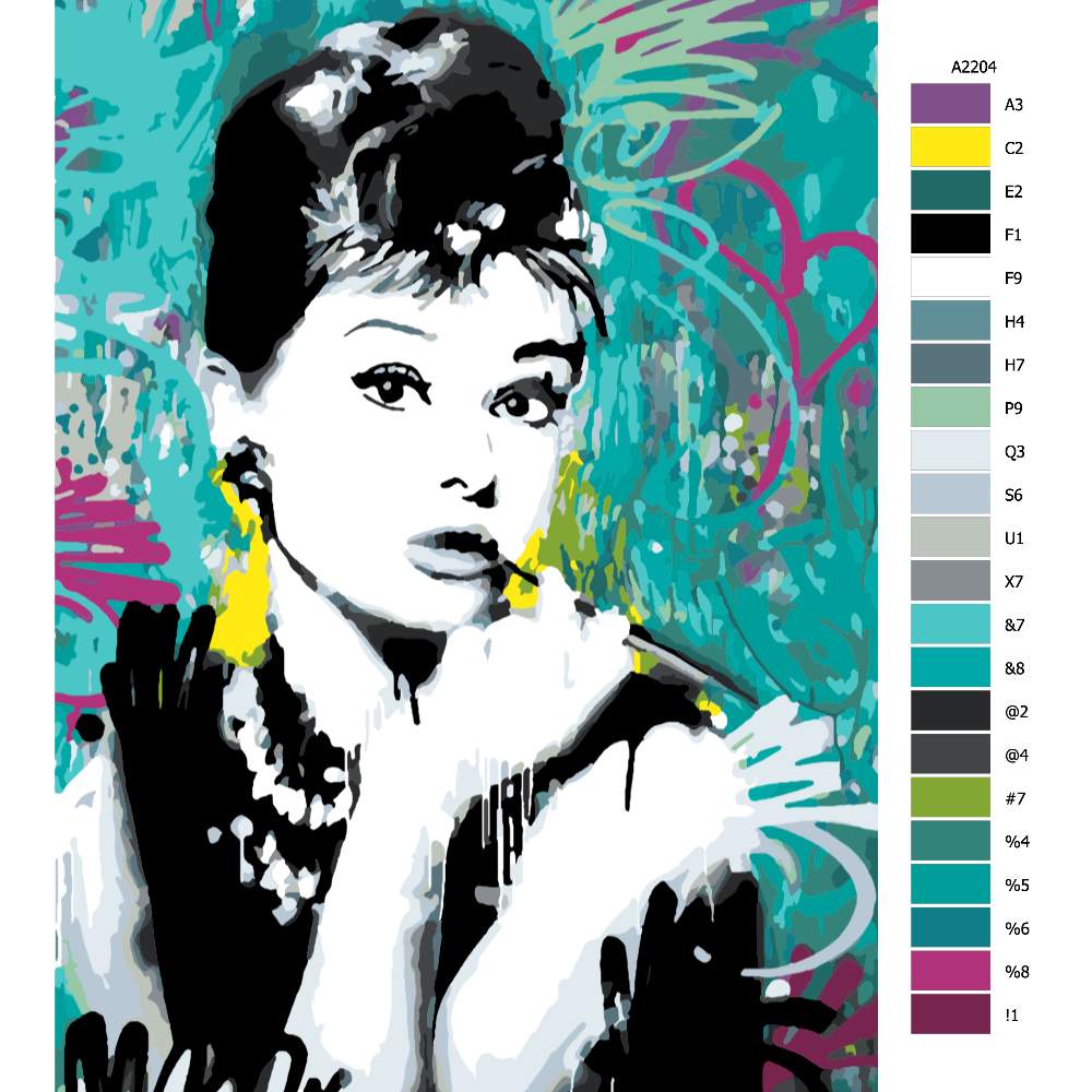 Návod pro malování podle čísel Audrey Hepburn 03