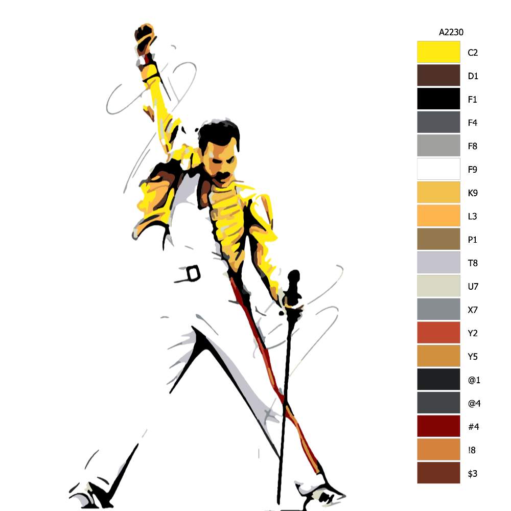 Návod pro malování podle čísel Freddie Mercury 01