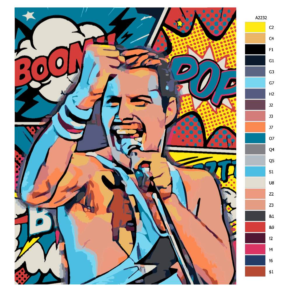 Návod pro malování podle čísel Freddie Mercury 03