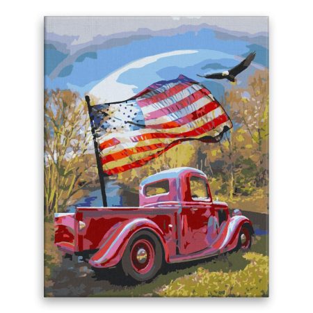 Maľovanie podľa čísel Auto s vlajkou