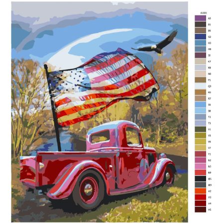 Pokyny na maľovanie podľa čísel Auto s vlajkou