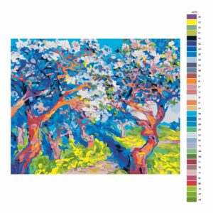 Pokyny na maľovanie podľa čísel Rozkvetlé stromy