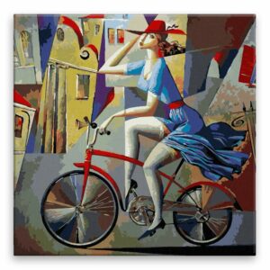 Maľovanie podľa čísel Žena na kole