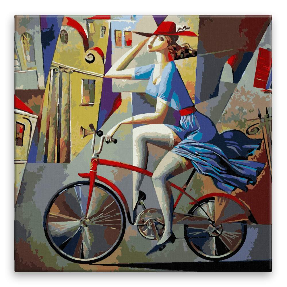 Maľovanie podľa čísel Žena na kole