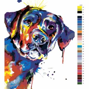 Pokyny na maľovanie podľa čísel Pestrobarevný labrador