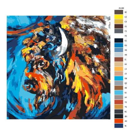 Pokyny na maľovanie podľa čísel Naštvaný bizon