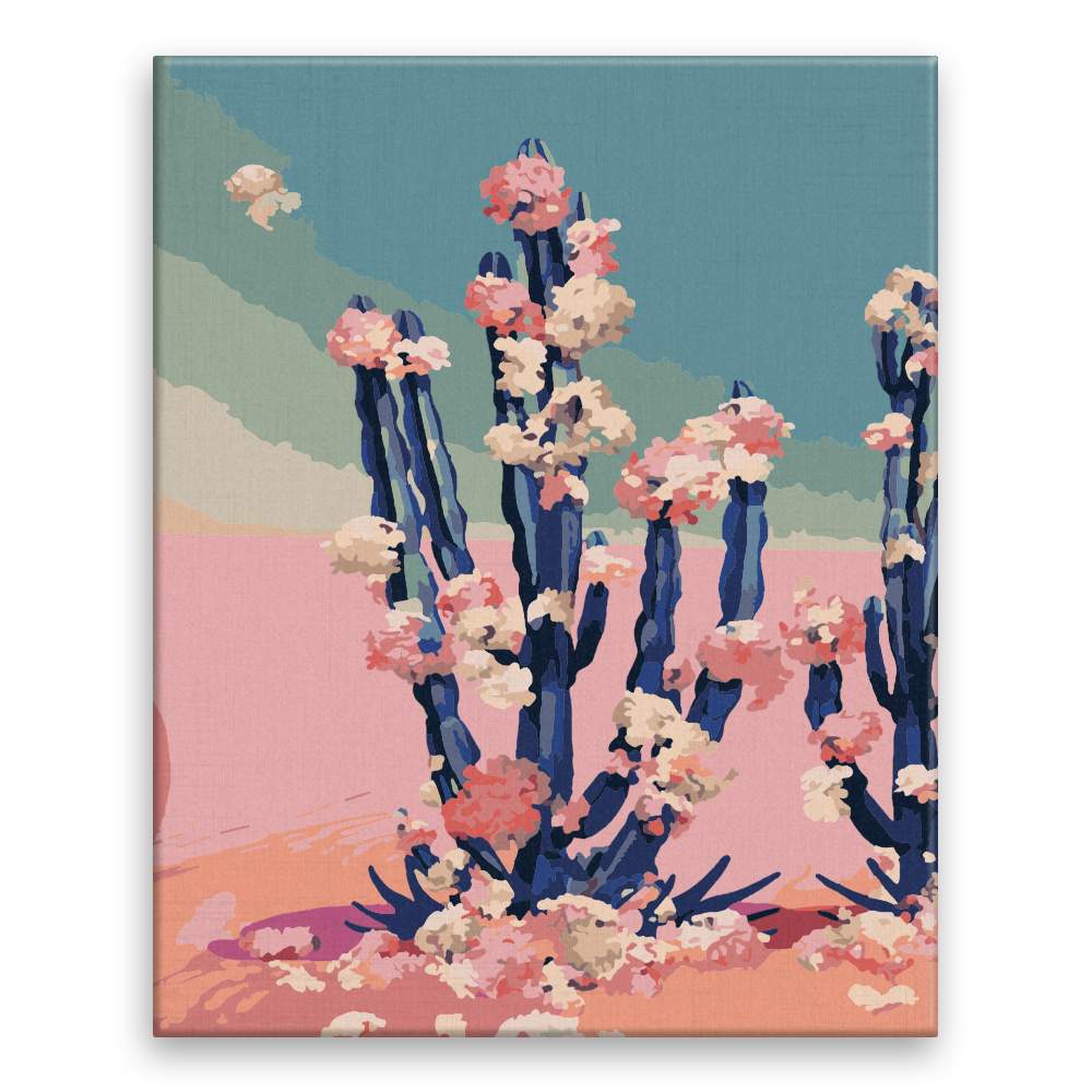 Maľovanie podľa čísel Kveoucí kaktus na sahaře