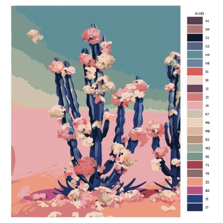 Pokyny na maľovanie podľa čísel Kveoucí kaktus na sahaře