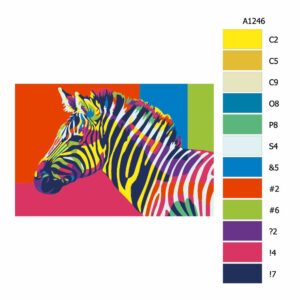 Pokyny na maľovanie podľa čísel Zebra v barvách