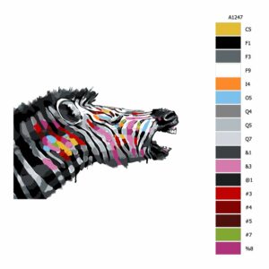 Pokyny na maľovanie podľa čísel Zebra z boku v barvách