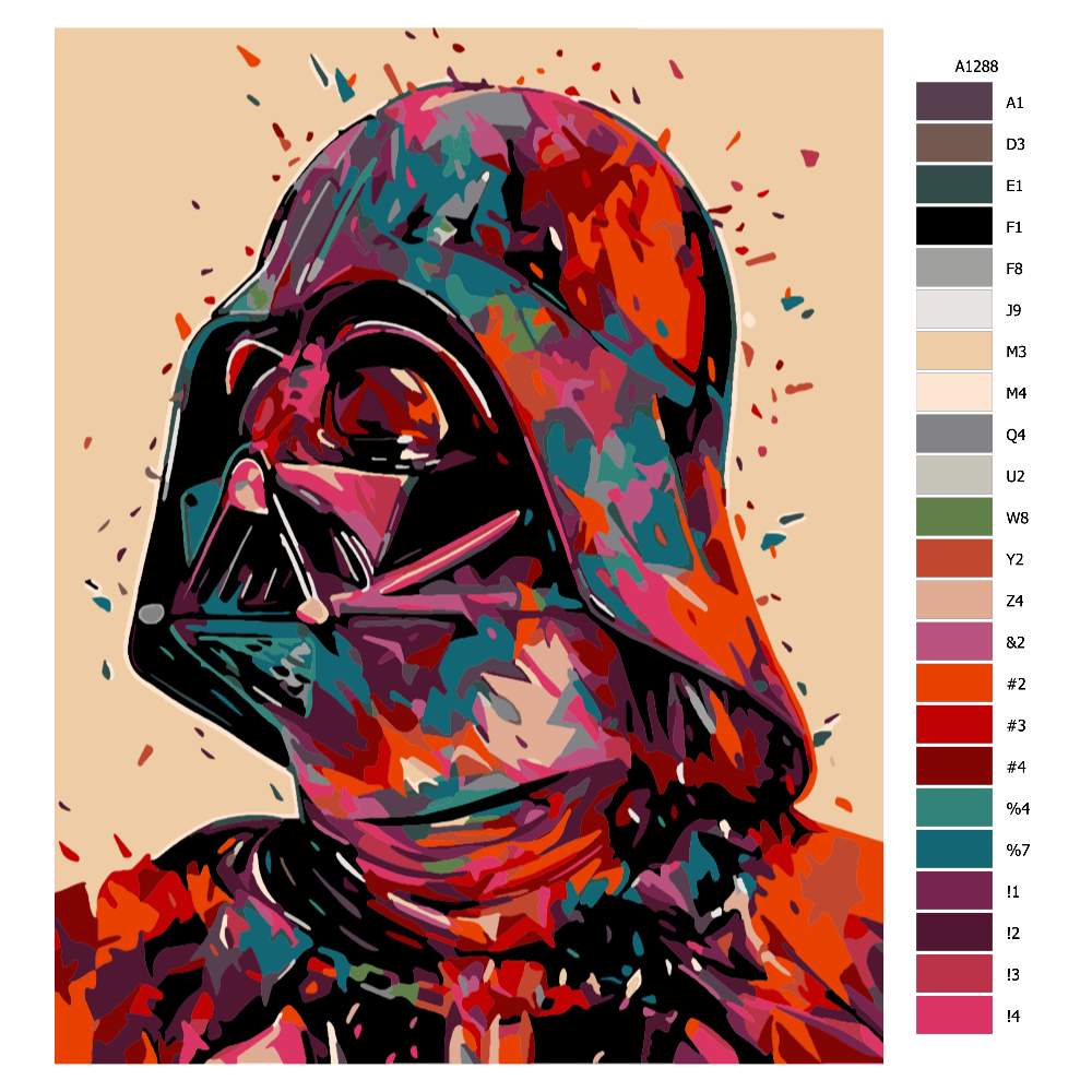 Pokyny na maľovanie podľa čísel Darth Vader v barvách