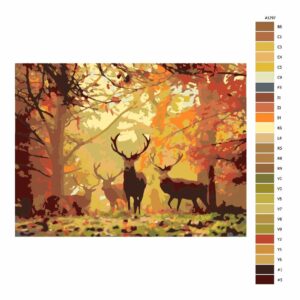 Pokyny na maľovanie podľa čísel Podzim s jeleny