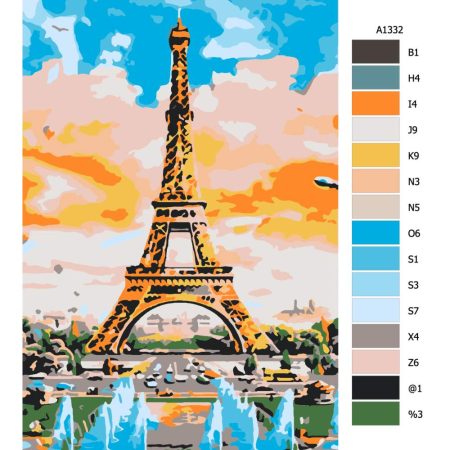 Pokyny na maľovanie podľa čísel Eiffel Tower malba