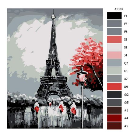 Pokyny na maľovanie podľa čísel Eiffel Tower na podzim