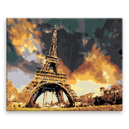 Maľovanie podľa čísel Eiffel Tower pod mrakem