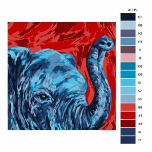 Pokyny na maľovanie podľa čísel Modrá hlava slona