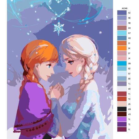 Pokyny na maľovanie podľa čísel Elsa a Anna