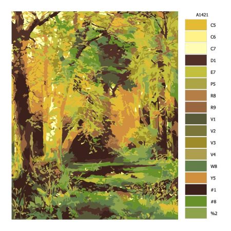 Pokyny na maľovanie podľa čísel Pohled z lesa