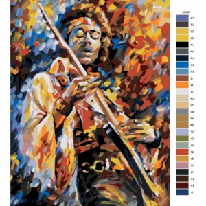 Pokyny na maľovanie podľa čísel Jimi Hendrix s kytarou
