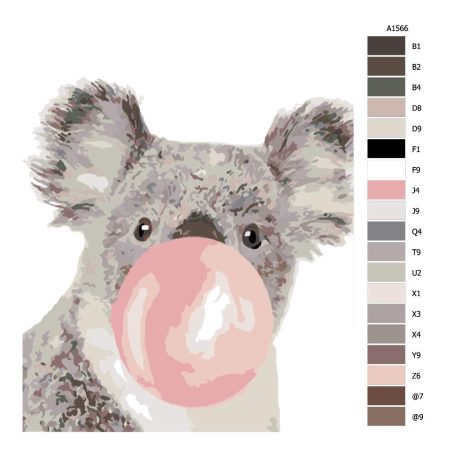 Pokyny na maľovanie podľa čísel Koala s bublinou