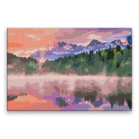 Maľovanie podľa čísel Mlha u jezera