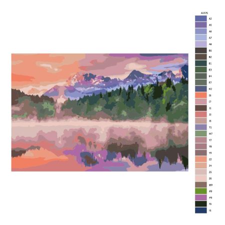 Pokyny na maľovanie podľa čísel Mlha u jezera