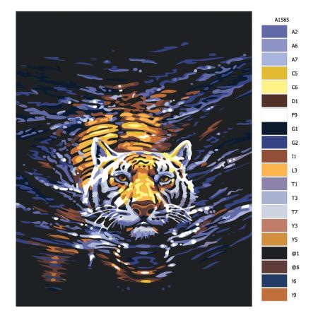 Pokyny na maľovanie podľa čísel Plavající tygr