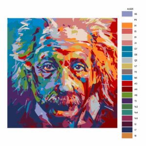 Pokyny na maľovanie podľa čísel Albert Einstein v barvách