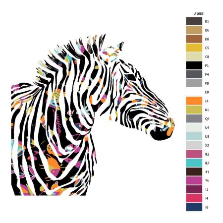 Pokyny na maľovanie podľa čísel Zebra s květovanými pruhy