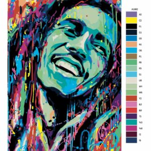 Pokyny na maľovanie podľa čísel Bob Marley v barvách
