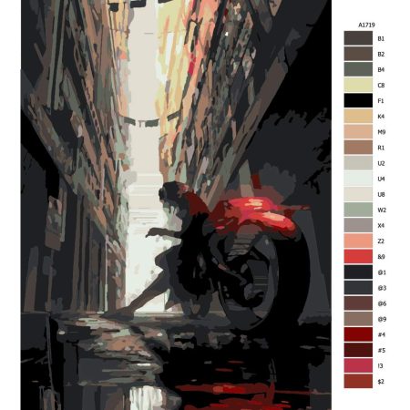 Pokyny na maľovanie podľa čísel Opřen o motorku