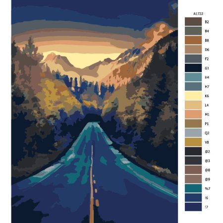 Pokyny na maľovanie podľa čísel Cesta v horách