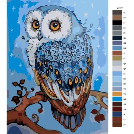Pokyny na maľovanie podľa čísel Tajemná modrá sova