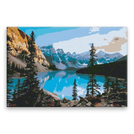 Maľovanie podľa čísel Modré jezero v horách