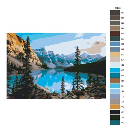 Pokyny na maľovanie podľa čísel Modré jezero v horách