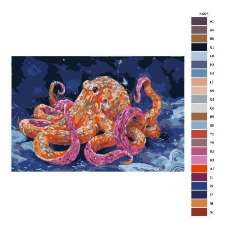 Pokyny na maľovanie podľa čísel Kouzelná chobotnice