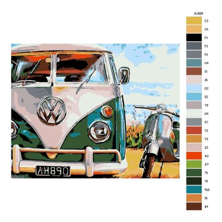 Pokyny na maľovanie podľa čísel Retro VW