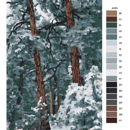 Pokyny na maľovanie podľa čísel Kanadské borovice