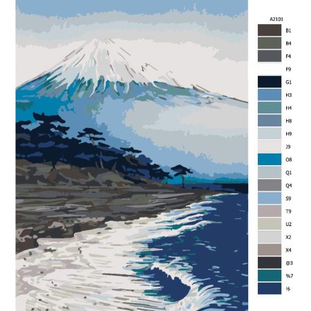 Pokyny na maľovanie podľa čísel Pod horou Fuji