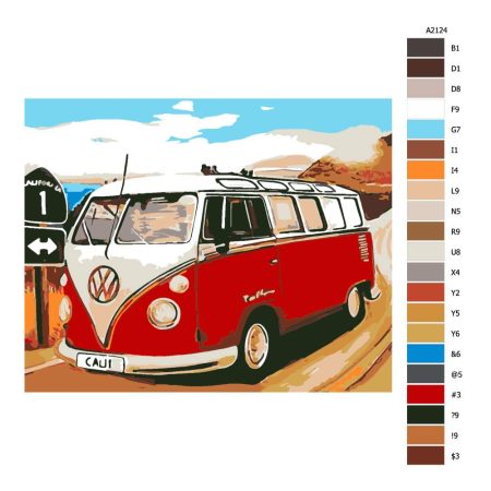 Pokyny na maľovanie podľa čísel VW Califonský caravan