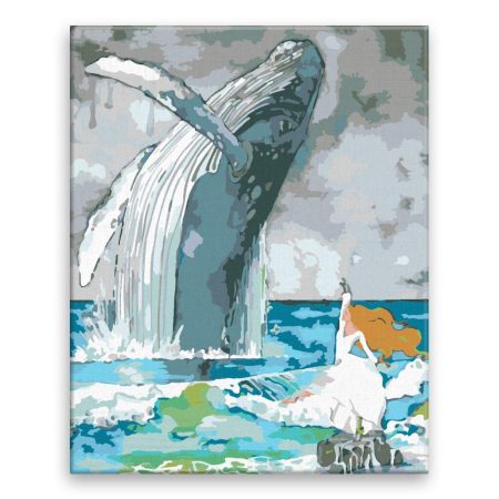 Maľovanie podľa čísel Taneční kreace s velrybou