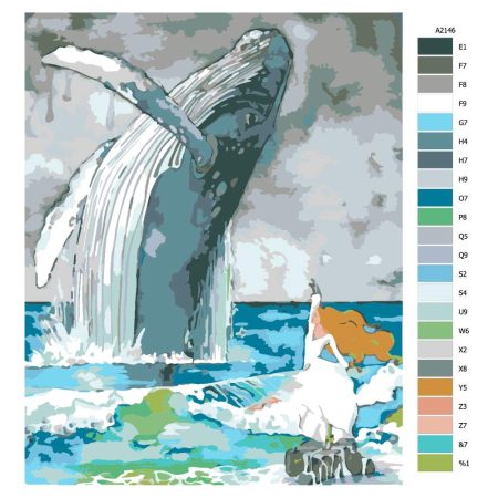 Pokyny na maľovanie podľa čísel Taneční kreace s velrybou
