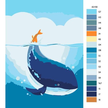 Pokyny na maľovanie podľa čísel Velryba s oranžovým ocasem