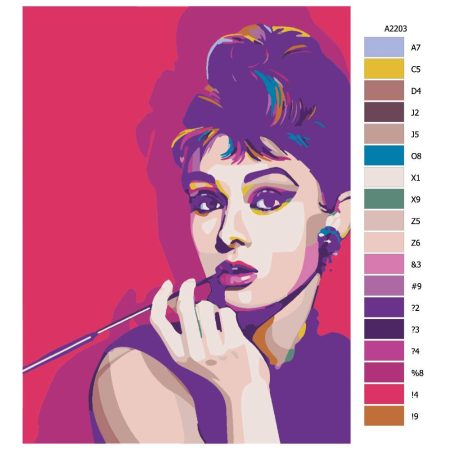 Pokyny na maľovanie podľa čísel Audrey Hepburn 02