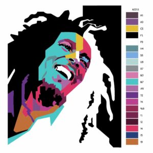 Pokyny na maľovanie podľa čísel Bob Marley 02
